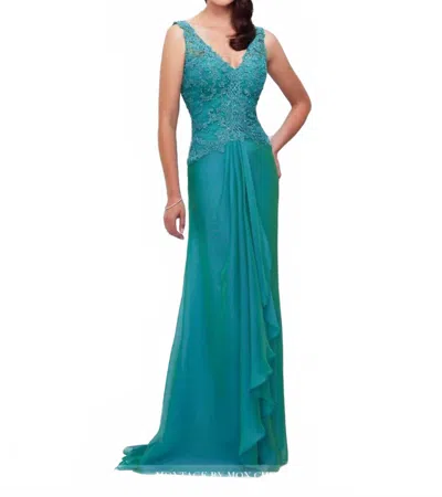 Montage By Mon Cheri Sleeveless Two-tone Gown In Patina In Green