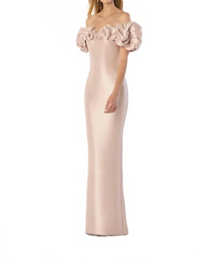 Montage By Mon Cheri Taffeta Fitted Evening Gown In Petal In Neutral
