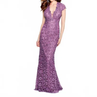 Montage By Mon Cheri Venise Lace Fit And Flare Gown In Amethyst In Purple