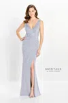 Montage M2211 Sequin Long Matte Formal Dress In Silver