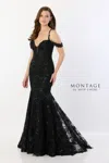 Montage M2232 Long Lace Sequin Mermaid Evening Formal Dress In Black