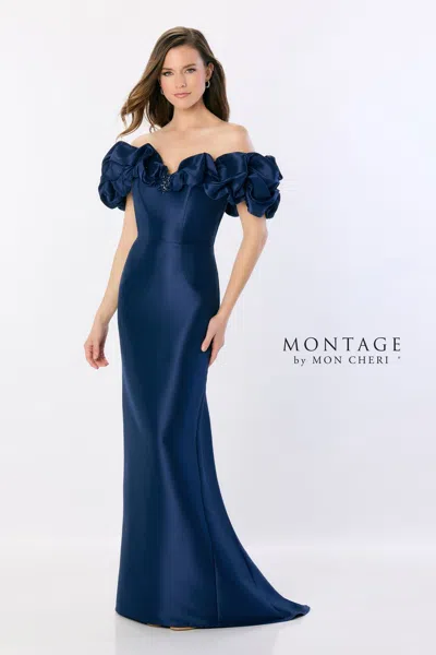 Montage M2233 Long Mermaid A Line Evening Formal Dress In Blue