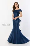 Montage M2237 Long Formal Ruffle Evening Dress In Blue
