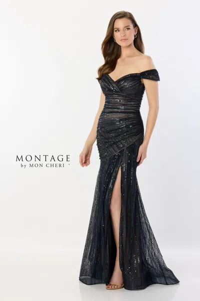 Montage M2240 Sequin Long Split Formal Dress In Multi