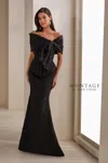 Montage M3106brcd Mermaid Long Formal Floral Evening Gown In Black
