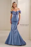 Montage M3106mkd Long Formal Pleated Mermaid Evening Gown In Purple