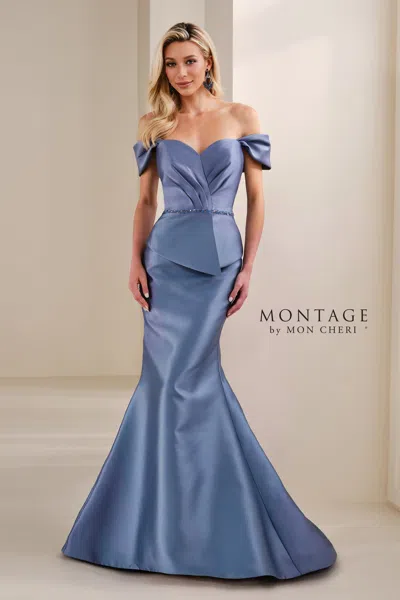 Montage M3106mkd Long Formal Pleated Mermaid Evening Gown In Purple