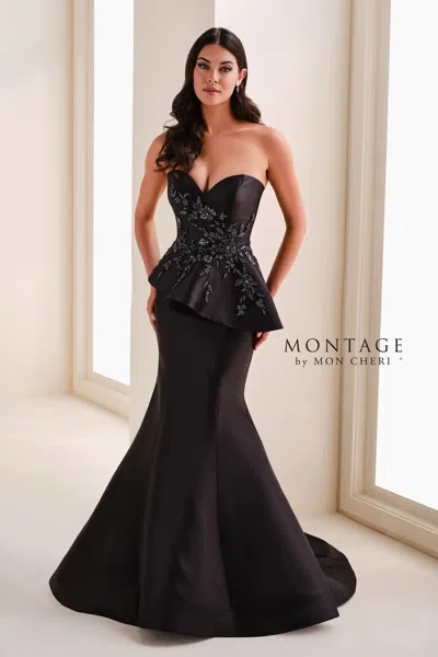 Montage M4208mkd Long Lace Applique Mermaid Formal Dress In Brown