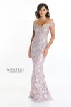 Montage M507 Long Formal Beaded Lace Ombre Evening Dress