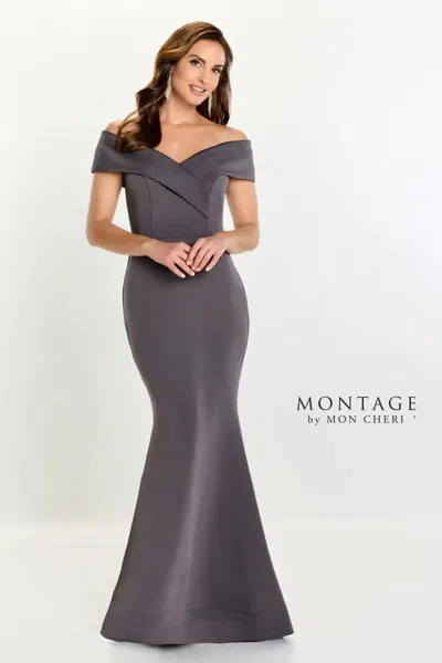 Montage M539 Long Formal Mermaid Evening Dress In Gray