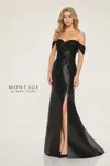 Montage M855 Long Sequin Lace Formal Dress In Black
