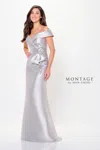 Montage M904 Beaded Formal Long Mermaid Evening Dress In Silver