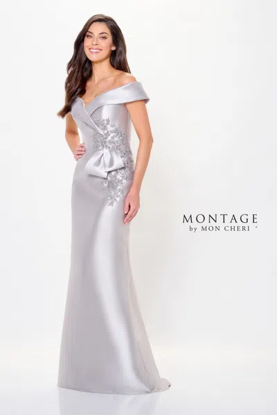 Montage M904 Beaded Formal Long Mermaid Evening Dress In Silver