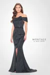Montage M910 Lone Beaded Evening Formal Dress In Black