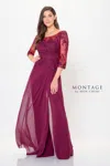 Montage M918 Long Mother Of The Bride Formal Dress In Burgundy