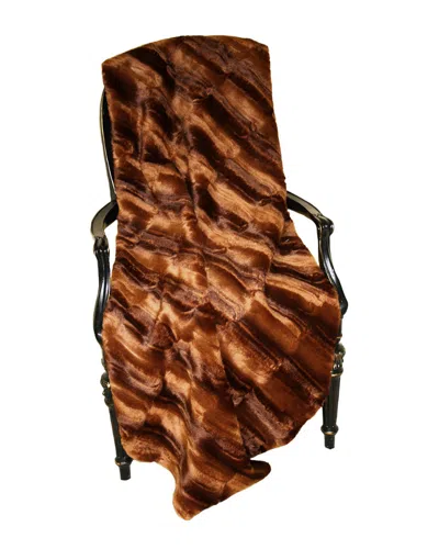 Montague & Capulet Burnt Almond Faux Fur Throw In Brown