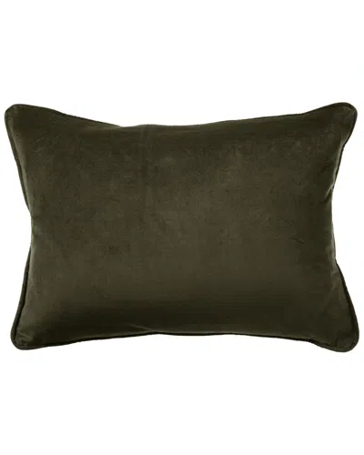 Montague & Capulet Cotton Velvet Lumbar Pillow In Green