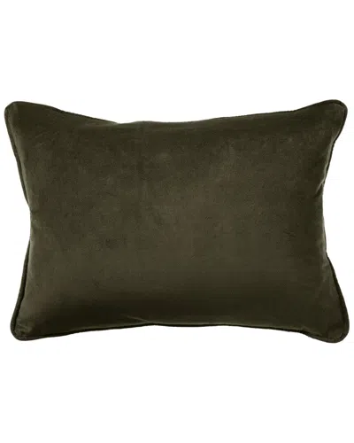 Montague & Capulet Cotton Velvet Lumbar Pillow In Green