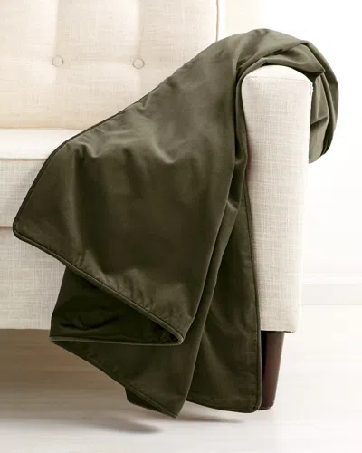 Montague & Capulet Cotton Velvet Piped Edge Throw In Green
