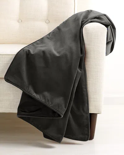 Montague & Capulet Cotton Velvet Piped Edge Throw In Black
