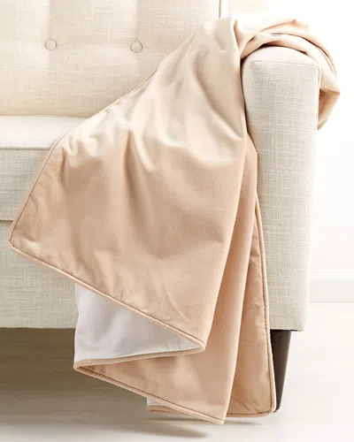 Montague & Capulet Cotton Velvet Piped Edge Throw In Pink