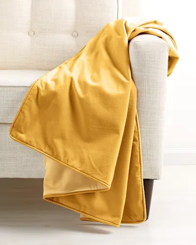 Montague & Capulet Cotton Velvet Piped Edge Throw In Yellow