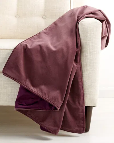Montague & Capulet Cotton Velvet Piped Edge Throw In Burgundy