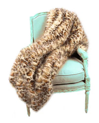 Montague & Capulet Oversized Ivory Panther Faux Fur Throw In Brown