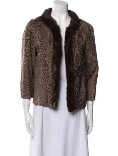 Pre-owned Montaldo's Vintage Fur Fur Jacket In Brown