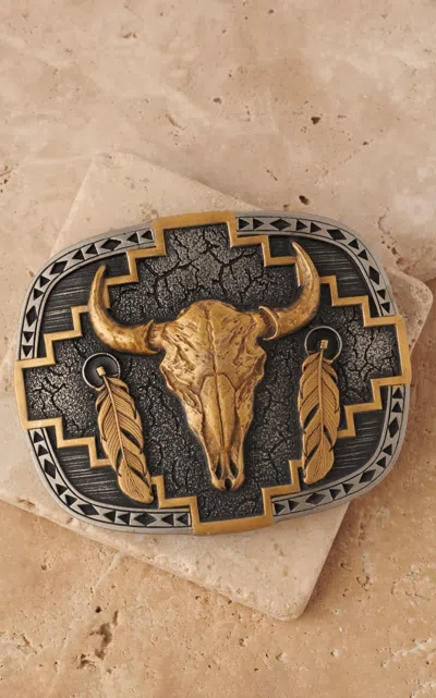 Montana Attitude By  Silversmiths Abundance Antique Brass Aztec Skull Antique Silver Cracked Earth Be In Black