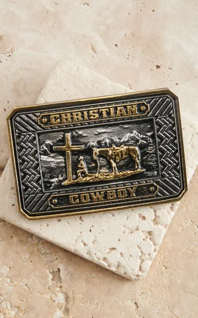 Montana Attitude By  Silversmiths Beaming Christian Cowboy Belt Buckle In Black