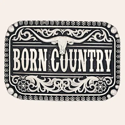 Montana Attitude By  Silversmiths Silver Longhorn Born Country Western Belt Buckle
