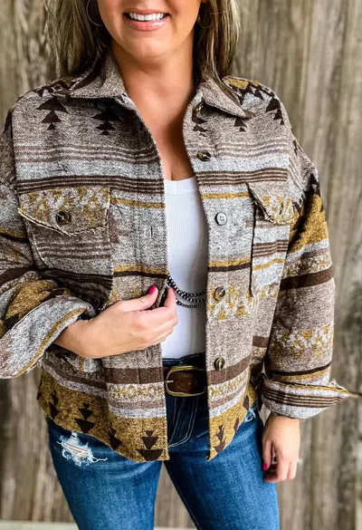 Montana Avenue Aztec Jacket In Beige In Sand