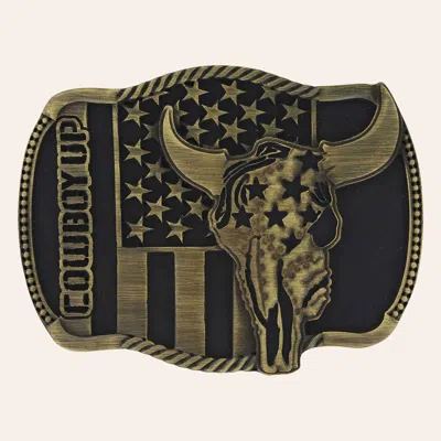 Montana Silversmith Attitude Brass Cowboy Up Belt Buckle In Black