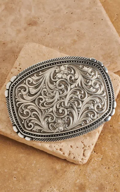 Montana Silversmiths Antiqued Pinpoints And Twisted Rope Trim Etched Floral Belt Buckle