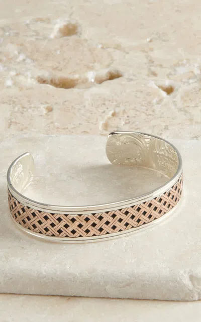 Montana Silversmiths Classic Legacy Weave Crossing Paths Cuff Bracelet In Pink