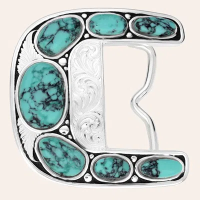 Montana Silversmiths Clear Blue Sky Turquoise Belt Buckle In Green