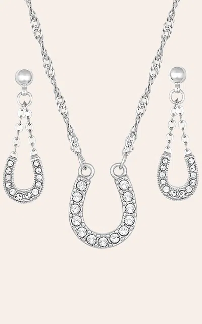 Montana Silversmiths Clear Rhinestone Horseshoe Jewelry Set