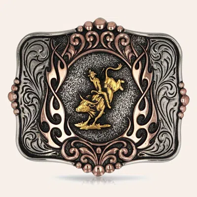 Montana Silversmiths Code Of The West Silver & Bronze Bull Rider Belt Buckle In Metallic