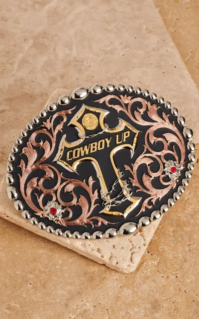 Montana Silversmiths Cowboy Up Cross Belt Buckle In Black