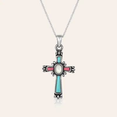 Montana Silversmiths Faith Beaming Cross Silver Necklace In Pink