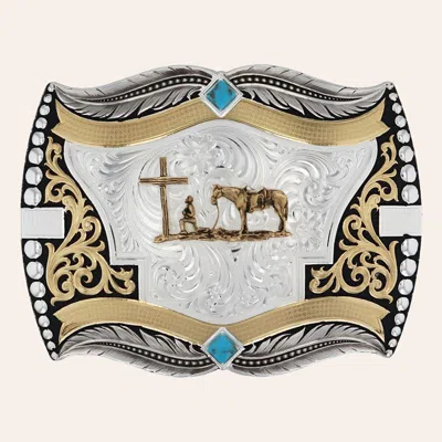 Montana Silversmiths Feather Christian Cowboy Belt Buckle In Gold