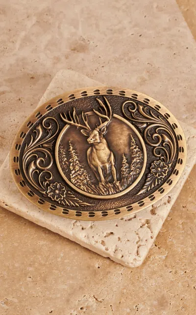 Montana Silversmiths Heritage Outdoor Series Wild Stag Carved Belt Buckle In Gold