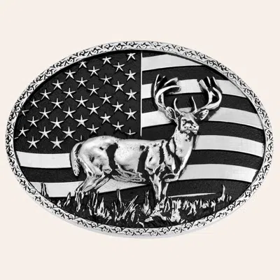 Montana Silversmiths Hunters Stars & Stripes Belt Buckle In Black