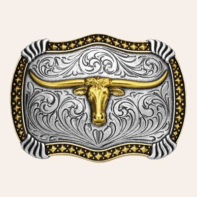 Montana Silversmiths Longhorn Legacy Silver & Gold Belt Buckle In Metallic