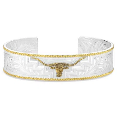 Montana Silversmiths Longhorn Trails Cuff Bracelet In Silver And Gold In Multi