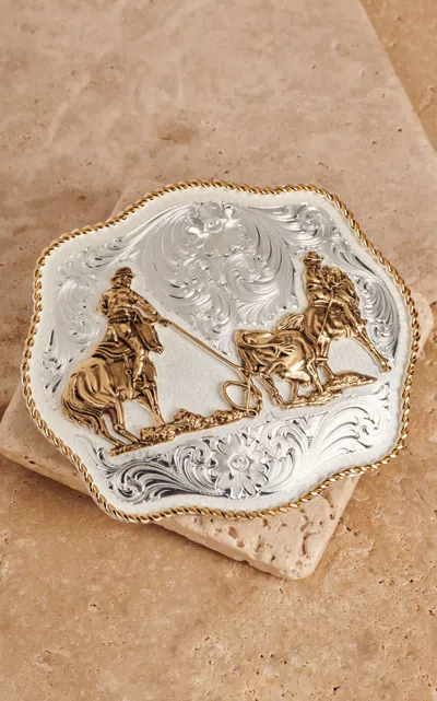 Montana Silversmiths Medium Scallop Team Roping Belt Buckle
