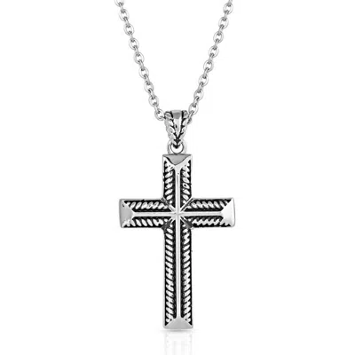 Montana Silversmiths Men's Amplified Faith Cross Necklace In Silver