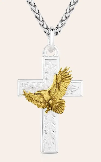 Montana Silversmiths Men's Silver Faith In Flight Cross Necklace In Metallic