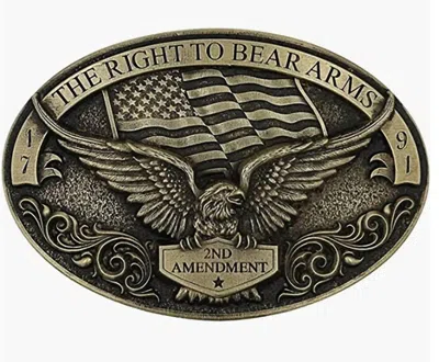 Montana Silversmiths Men's Soaring Eagle Arms 2nd Amendment Buckle In Brass In Multi